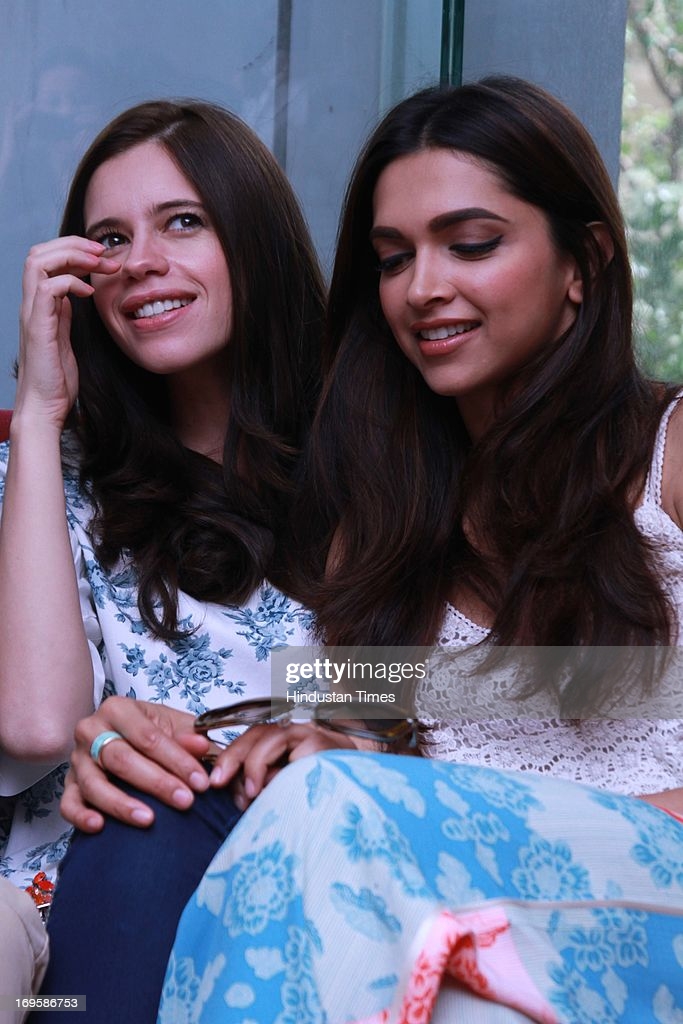 NEW DELHI, INDIA - MAY 27: Bollywood actors Deepika Padukone with Kalki Koechlin during promotion of upcoming film Yeh Jawani Hai Deewani at HT House on May 27, 2013 in New Delhi, India. Upcoming 2013 Bollywood romantic film, directed by Ayan Mukerji and produced by Karan Johar is scheduled for released on May 31, 2013.(Photo by Waseem Gashroo/Hindustan Times via Getty Images)